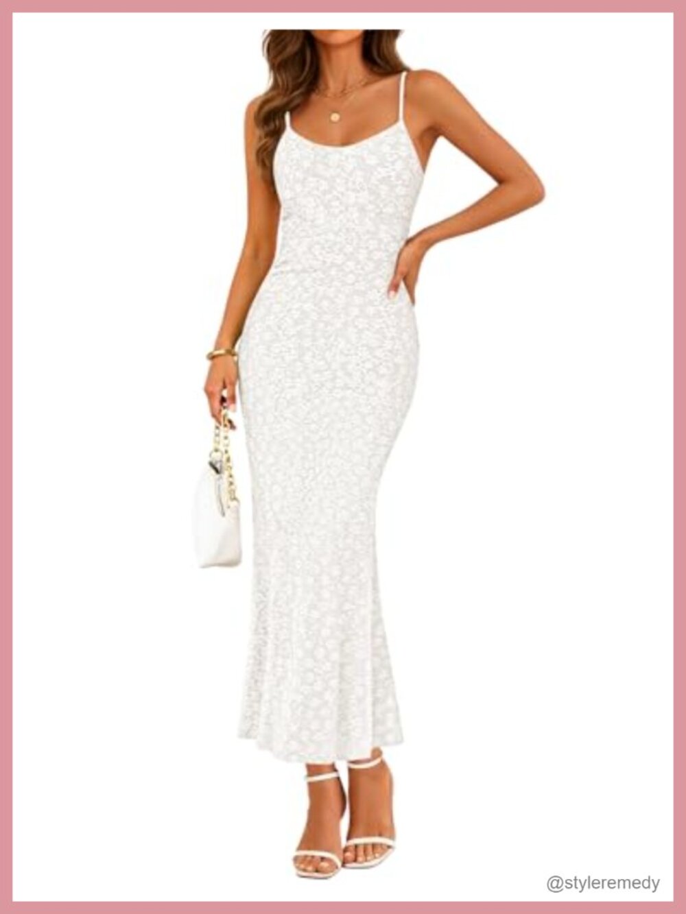 Sleeveless Square Neck Floral Midi Dress with Spaghetti Straps